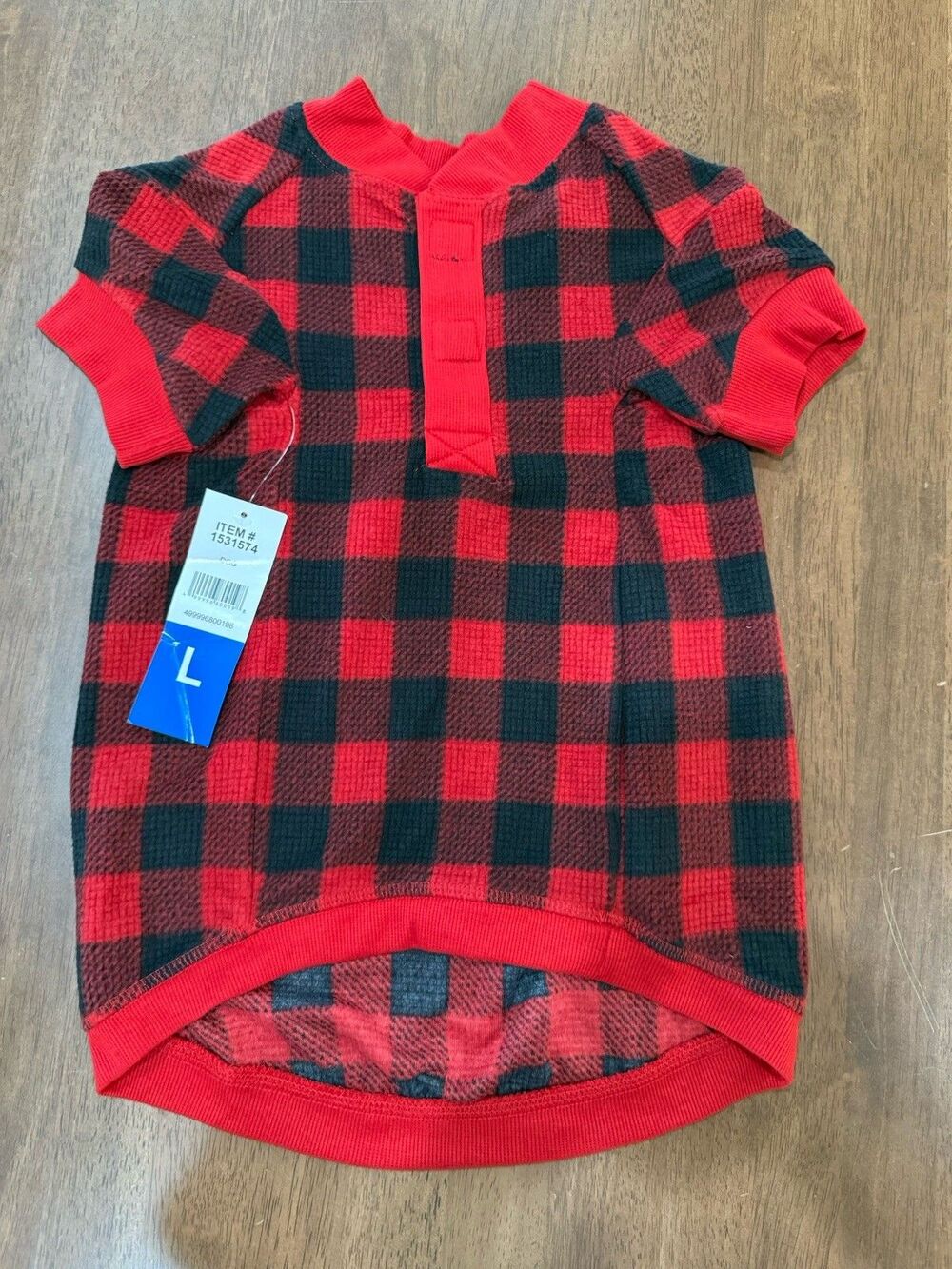 Eddie Bauer Red Black Buffalo Plaid Dog Sweater Large Fleece Pet Pullover NWT